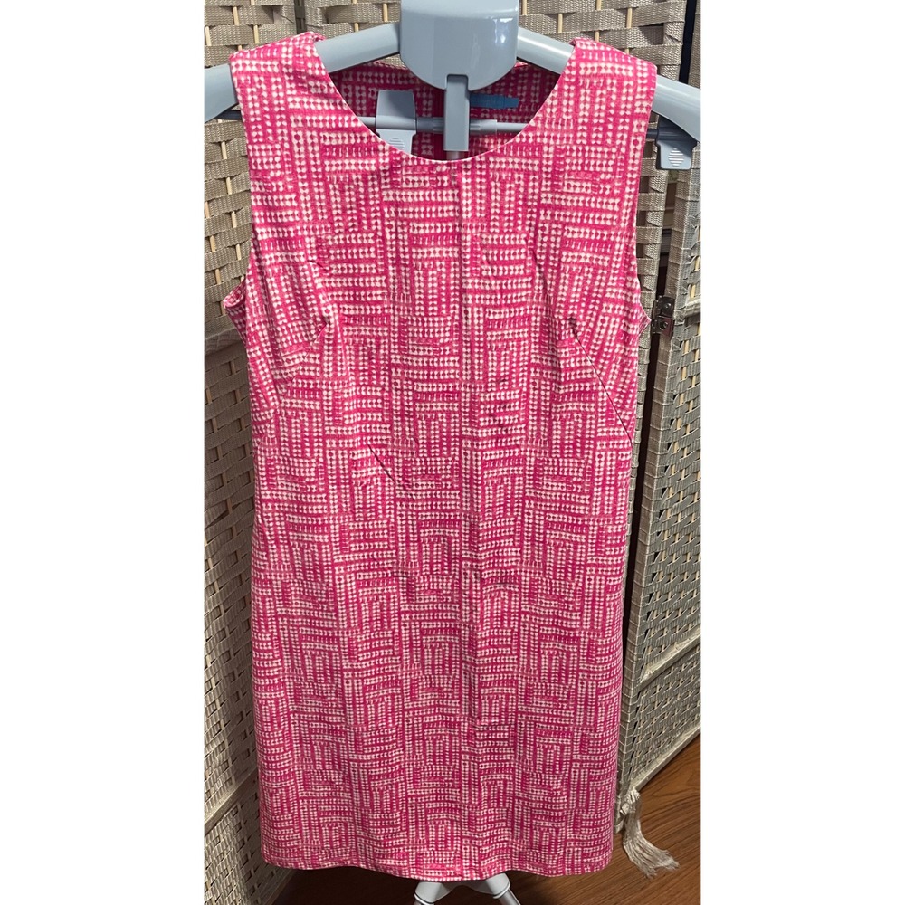 J.McLaughlin Pink White Geometric Catalina Cloth Shift Dress Womens Small